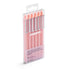 Pack of six pink Poppin gel pens in clear packaging on a white background (Blush-Black)
