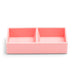Pink desk organizer with two compartments on a white background. (Blush)