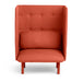 Orange modern high-back armchair with wooden legs on white background. (Brick-Brick)(Dark Gray-Brick)(Gray-Brick)