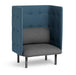 High-back blue privacy chair with grey cushion on white background. (Dark Gray-Dark Blue)