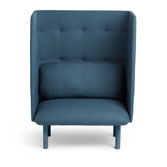 Modern blue high-back armchair isolated on white background (Dark Blue-Dark Blue)(Dark Gray-Dark Blue)(Gray-Dark Blue)