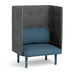 High-back privacy chair in blue and gray with modern design on white background. (Dark Blue-Dark Gray)