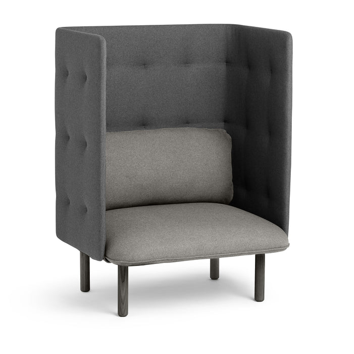 Modern high-back privacy chair in gray fabric with cushion (Gray-Dark Gray)