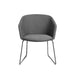 Gray modern fabric chair with metal legs on a white background. (Dark Gray)