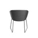 Modern gray fabric chair with black metal legs on a white background. (Dark Gray)