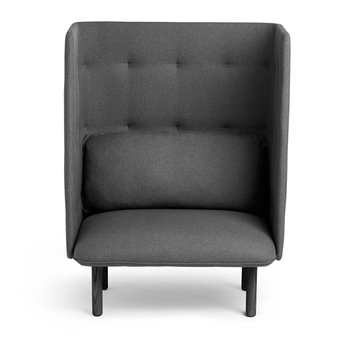 Modern gray high-back armchair isolated on white background. (Brick-Dark Gray)(Dark Blue-Dark Gray)(Dark Gray-Dark Gray)(Gray-Dark Gray)(Teal-Dark Gray)