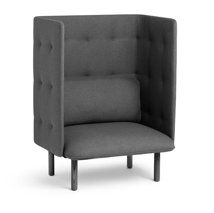 Modern gray high-back armchair with cushion on white background (Dark Gray-Dark Gray)