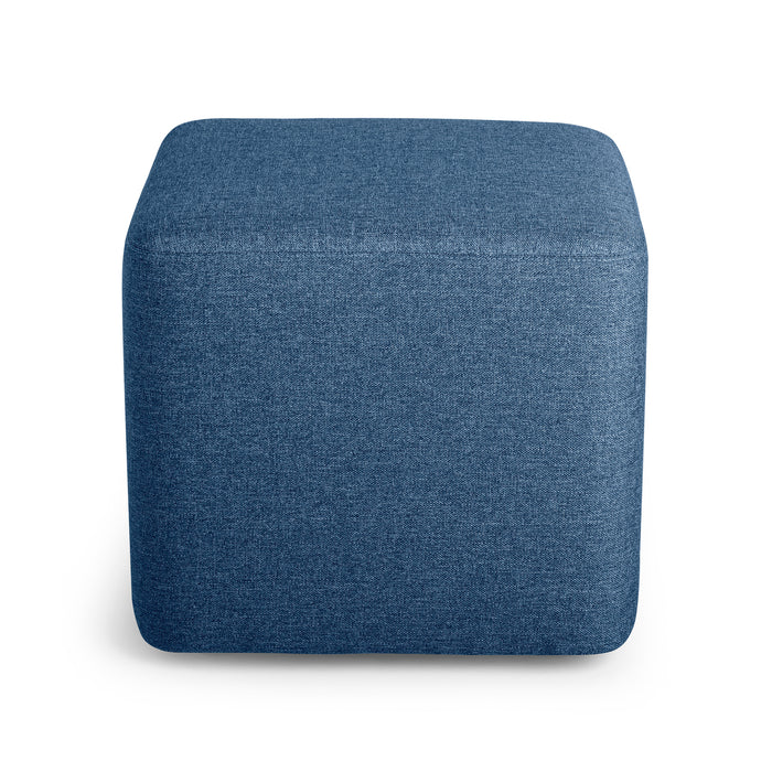 Blue fabric ottoman isolated on white background (Dark Blue)