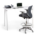 Modern office desk with ergonomic chair and laptop setup (Dark Gray)