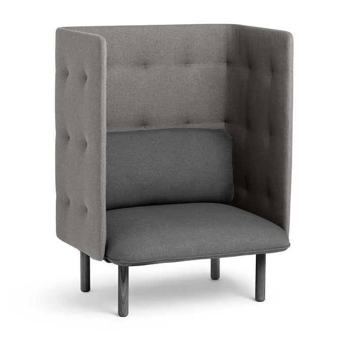 High-back gray fabric armchair with cushion on a white background. (Dark Gray-Gray)