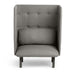 High-back grey fabric armchair with tufted details on white background. (Brick-Gray)(Dark Blue-Gray)(Dark Gray-Gray)(Gray-Gray)