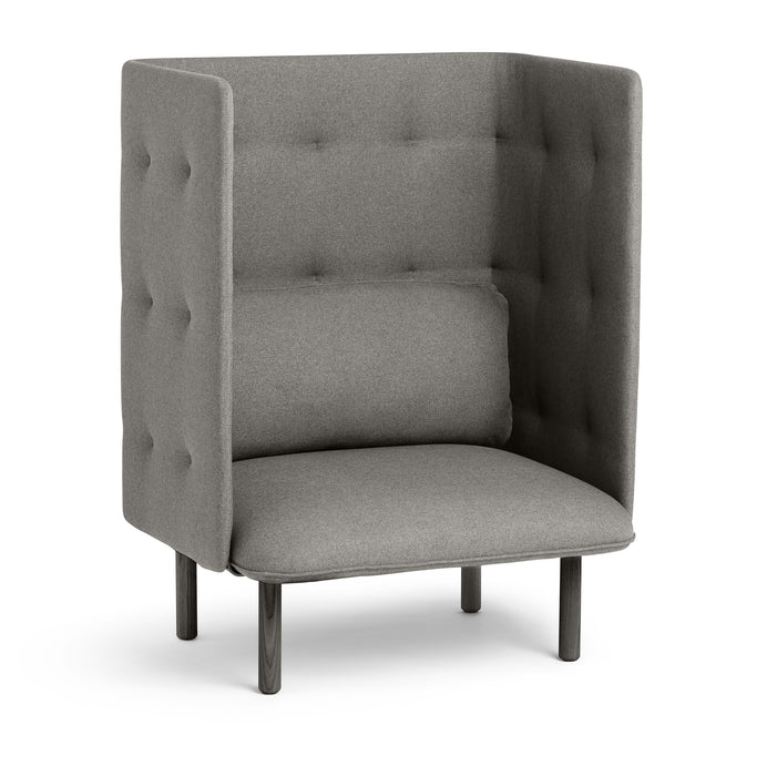 Modern grey high-back armchair with cushion on white background (Gray-Gray)
