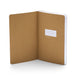 Open blank notebook with brown cover and "take note" label on white background. (Gold)