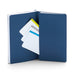 Blue notebook with white lined pages and sticky notes on a white background. (Navy)