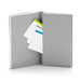 Gray open notebook with colorful bookmarks on white background (White)