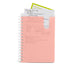 "Spiral notebook with to-do lists and reminders on pink and white pages" (Blush)