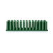 Green comb with wide teeth on a white background. (Sage)