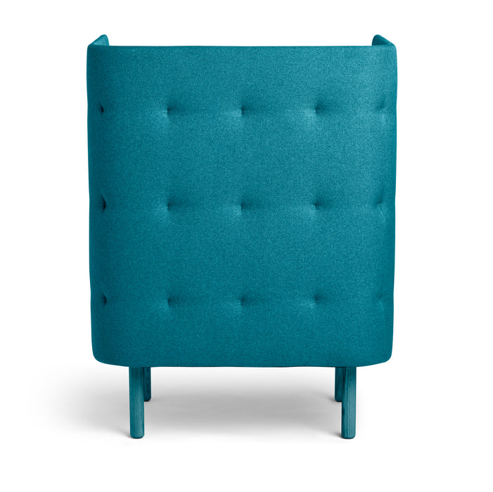 Blue tufted wingback chair isolated on white background (Dark Gray-Teal)(Teal-Teal)