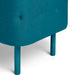 Teal upholstered ottoman with wooden legs on a white background. (Dark Gray-Teal)(Teal-Teal)