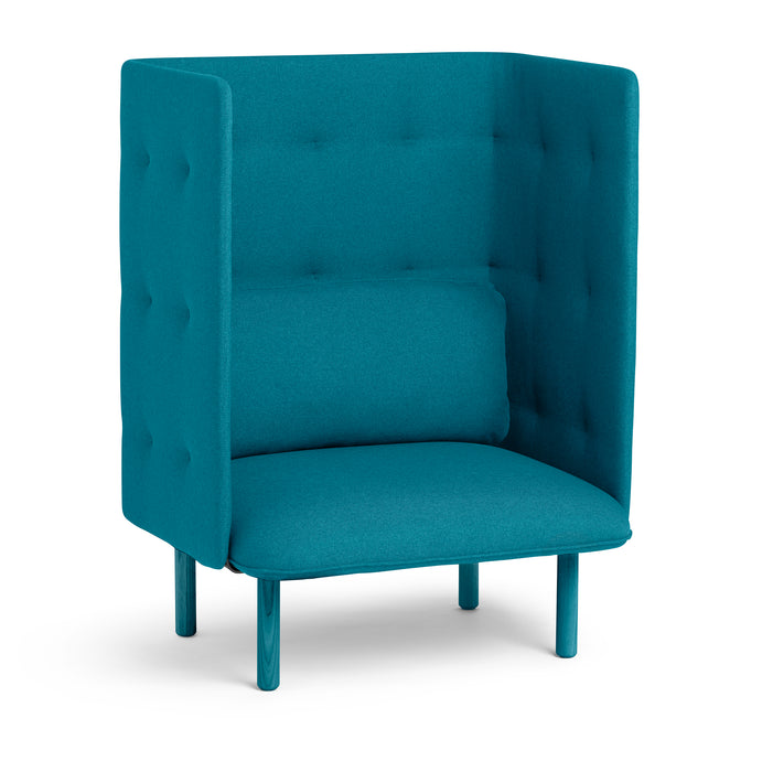 High-back teal accent chair with tufted details on white background. (Teal-Teal)