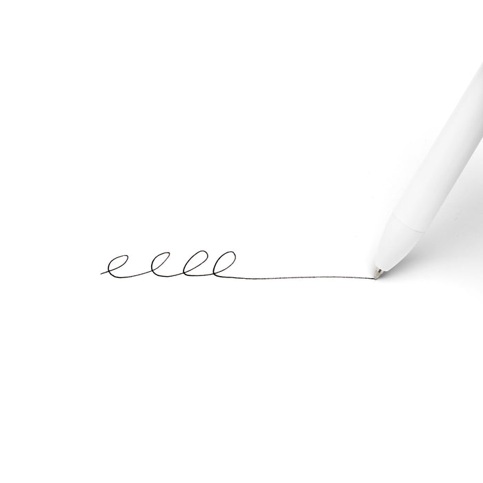 White pen drawing a spiral line on a clean white background. (White-Black)