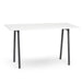 White modern table with black legs on a white background. (White-72&quot; x 30&quot;)
