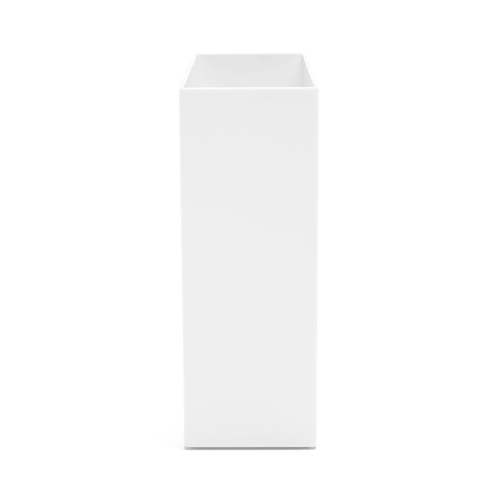 Empty white rectangular tall planter box on a white background (White)