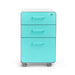 Turquoise three-drawer mobile filing cabinet on white background (Aqua-White)