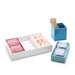 "Office desk organizer with sticky notes, paper clips, and wooden stirrers (Blush)(White)(Aqua)