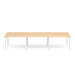 Modern minimalist long wooden table with white legs on a white background. (Natural Oak-47&quot;)
