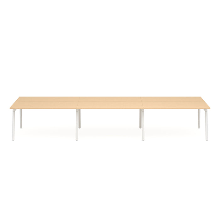 Modern light wood conference table with white legs on a white background. (Natural Oak-57&quot;)