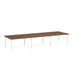 Modern rectangular brown top table with white legs on a white background. (Walnut-57&quot;)