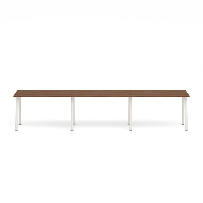 Modern long wooden table with white legs on a white background (Walnut-47&quot;)
