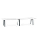Modern white rectangular table with black legs on a white background. (White-144&quot; x 36&quot;)(White-144&quot; x 36&quot;)