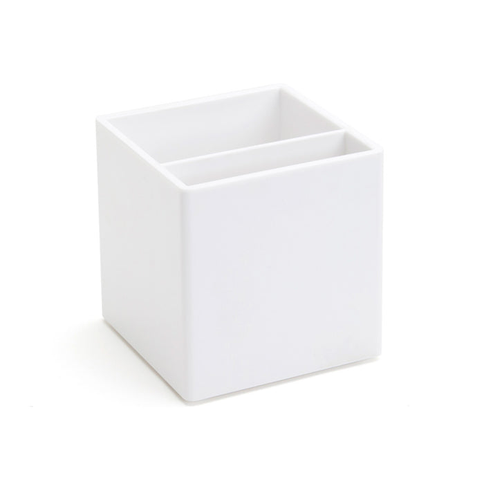 White square ceramic planter against a clean white background. (White)