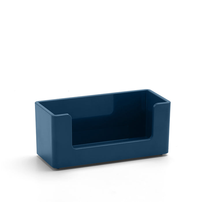 Blue rectangular desk organizer on a white background. (Slate Blue)