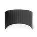 Curved acoustic desk divider in dark gray color, isolated on white background. 