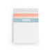 Inspirational notepad with phrases "dream big," "work hard," "start small" on white background. 