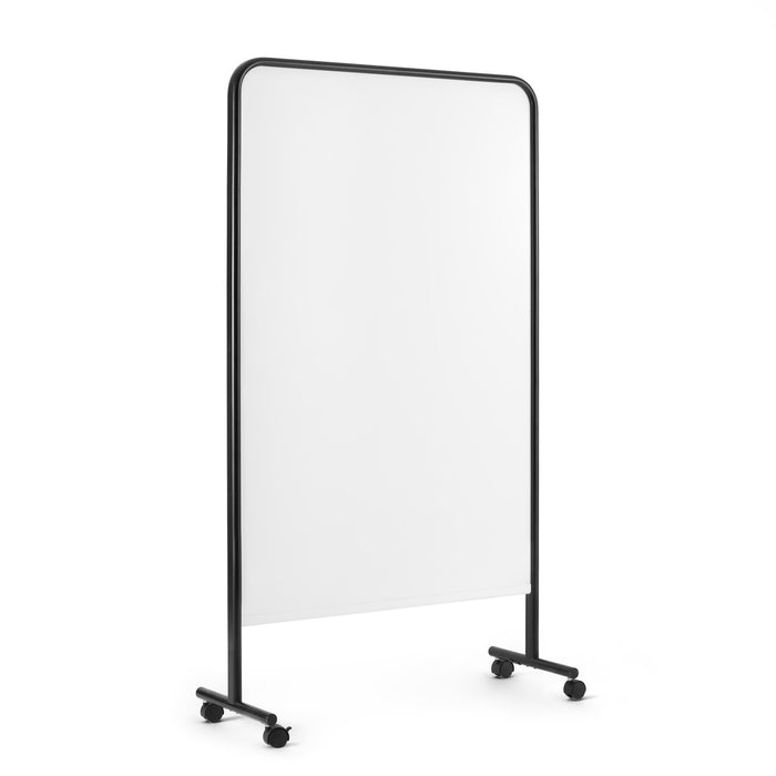 Freestanding black-framed mobile whiteboard on wheels isolated on white background (Black)