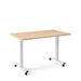 Modern mobile wooden desk with metal legs and black casters on a white background. (Natural Oak-47&quot;)