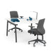 Modern office desk setup with ergonomic chair and stylish accessories on white background. (White-47&quot;)