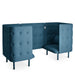 Blue tufted modular privacy booth with modern design on white background (Dark Blue-Dark Blue)