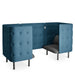 Modern blue tufted office privacy booth with black legs on white background. (Dark Gray-Dark Blue)