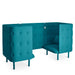 Modular teal upholstered privacy booth with button-tufted panels on white background. (Teal-Teal)