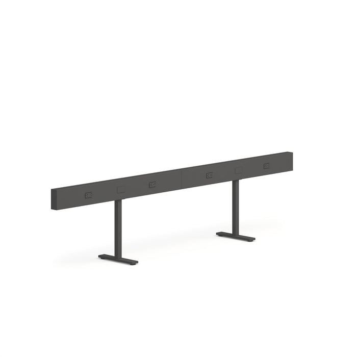 Modern black office bench with metal legs on white background. (Charcoal-100&quot;)