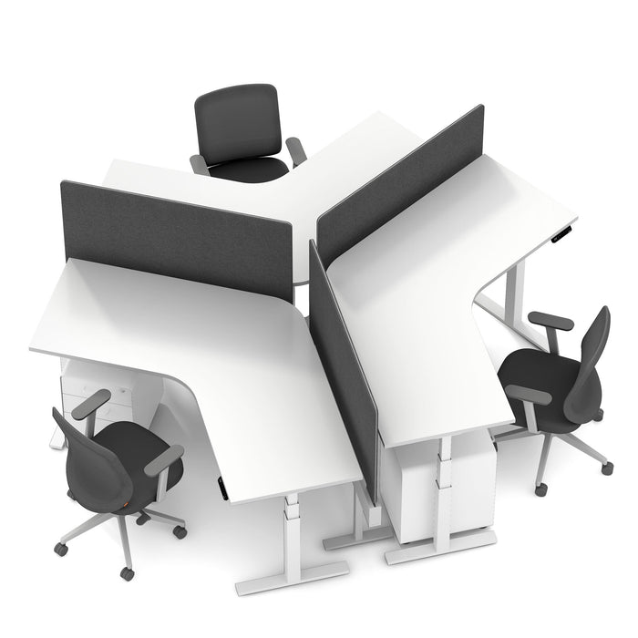 Modern white office cubicles with black chairs isolated on white background. 