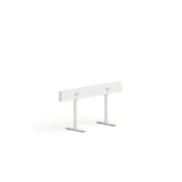 Modern white dual-screen workstation desk on a clean background. (White-50&quot;)