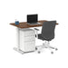 Modern office desk setup with laptop, ergonomic chair, and mobile pedestal. (Walnut-48&quot;)