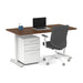 Modern office desk with laptop, ergonomic chair, and mobile pedestal with drawers on white (Walnut-60&quot;)