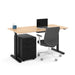 Modern office desk setup with laptop, ergonomic chair, and mobile pedestal. (Natural Oak-60&quot;)